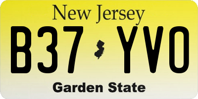 NJ license plate B37YVO