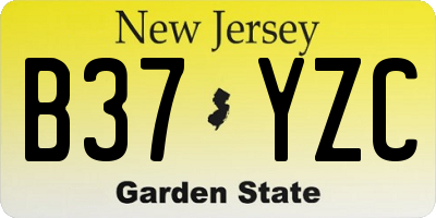 NJ license plate B37YZC