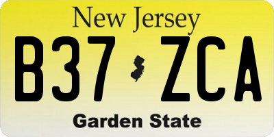 NJ license plate B37ZCA