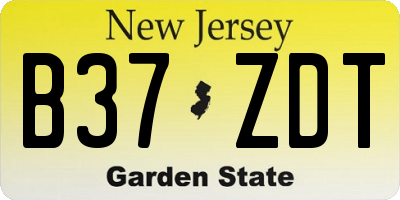 NJ license plate B37ZDT