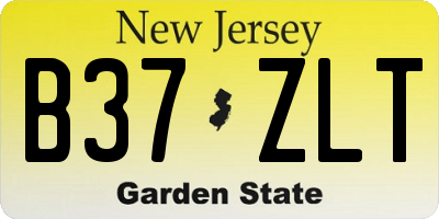 NJ license plate B37ZLT