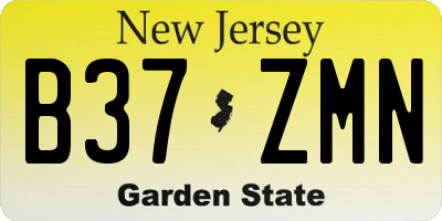 NJ license plate B37ZMN