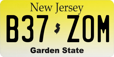 NJ license plate B37ZOM