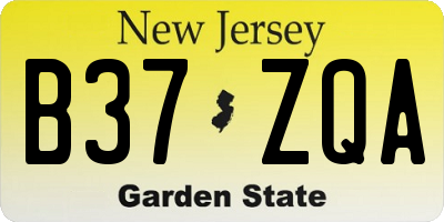 NJ license plate B37ZQA