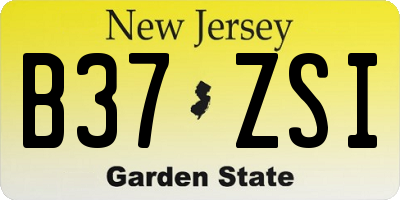 NJ license plate B37ZSI