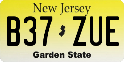 NJ license plate B37ZUE