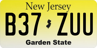 NJ license plate B37ZUU