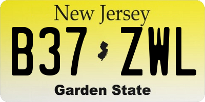 NJ license plate B37ZWL