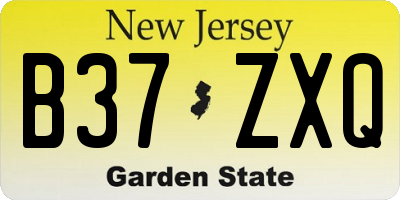 NJ license plate B37ZXQ