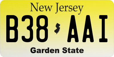 NJ license plate B38AAI