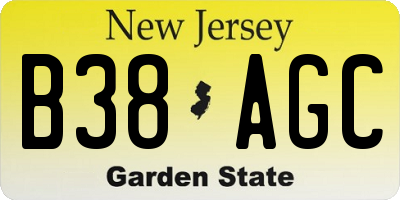 NJ license plate B38AGC