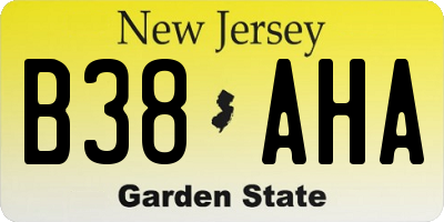 NJ license plate B38AHA