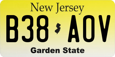 NJ license plate B38AOV