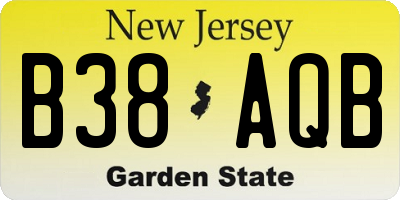 NJ license plate B38AQB
