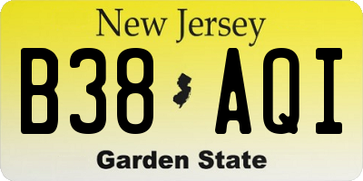NJ license plate B38AQI