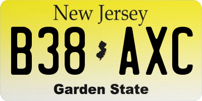 NJ license plate B38AXC