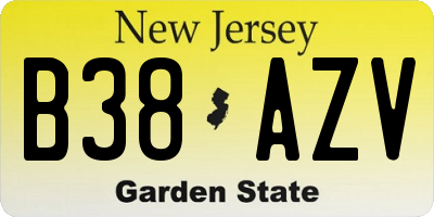NJ license plate B38AZV
