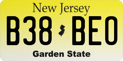 NJ license plate B38BEO