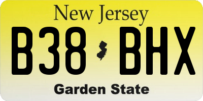 NJ license plate B38BHX
