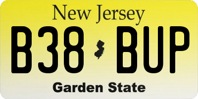 NJ license plate B38BUP