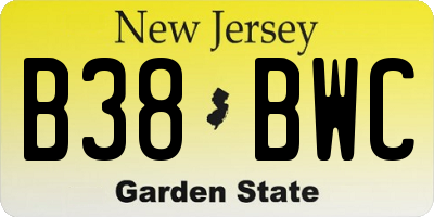 NJ license plate B38BWC