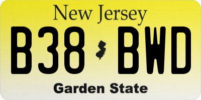 NJ license plate B38BWD