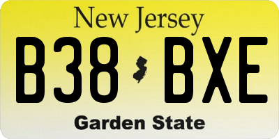 NJ license plate B38BXE