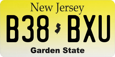 NJ license plate B38BXU