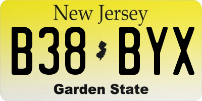 NJ license plate B38BYX