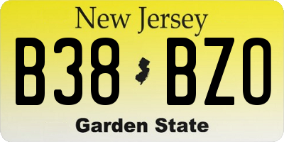 NJ license plate B38BZO
