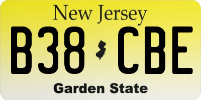 NJ license plate B38CBE