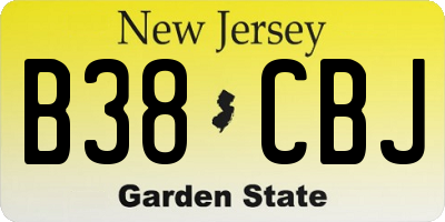 NJ license plate B38CBJ