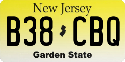 NJ license plate B38CBQ