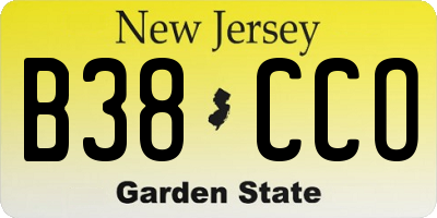 NJ license plate B38CCO