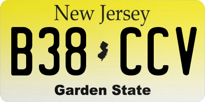 NJ license plate B38CCV