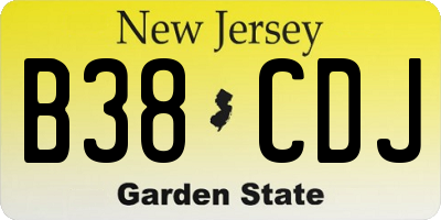 NJ license plate B38CDJ
