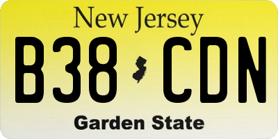 NJ license plate B38CDN