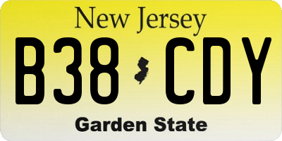 NJ license plate B38CDY