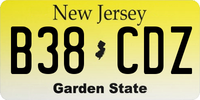 NJ license plate B38CDZ