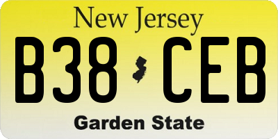 NJ license plate B38CEB