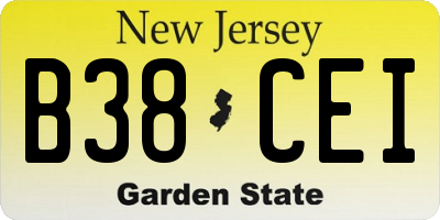 NJ license plate B38CEI