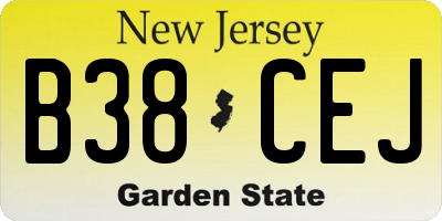NJ license plate B38CEJ