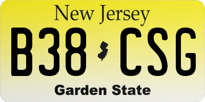 NJ license plate B38CSG