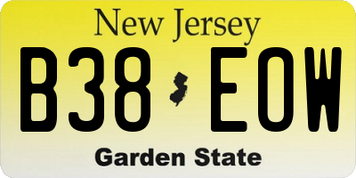 NJ license plate B38EOW