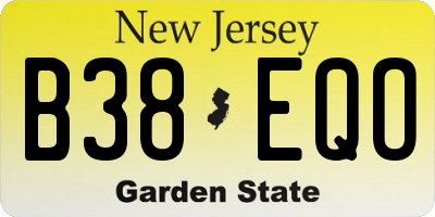 NJ license plate B38EQO