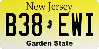NJ license plate B38EWI