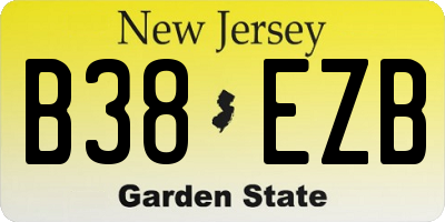 NJ license plate B38EZB