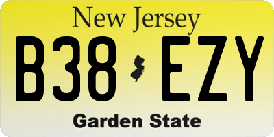 NJ license plate B38EZY