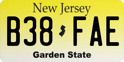 NJ license plate B38FAE