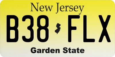 NJ license plate B38FLX